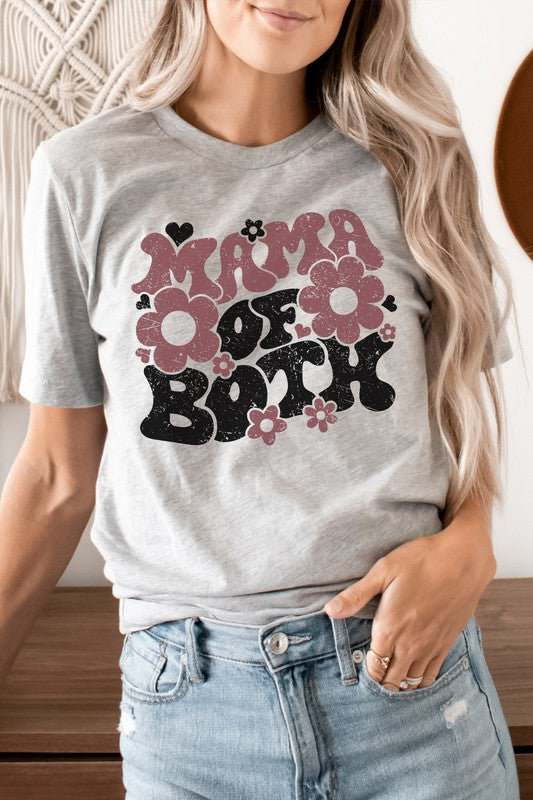 Mama Of Both Heart Floral Graphic Tee