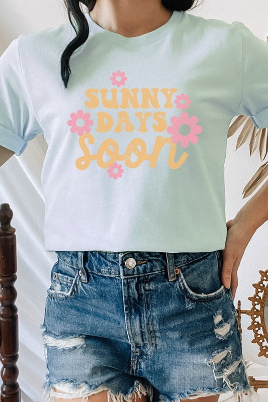 Sunny Days Soon Floral Spring Bloom Graphic Tee T-Shirt