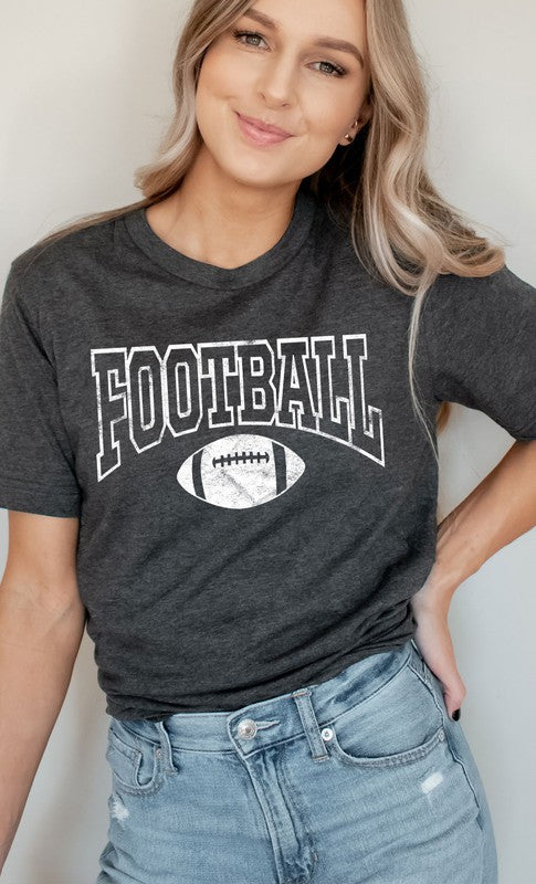 Distressed Football Graphic Tee T-Shirt