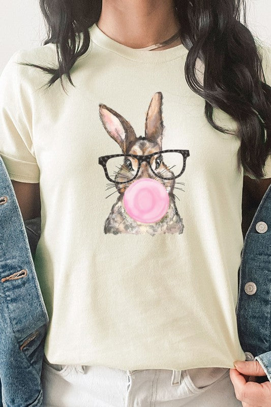 Glasses Bunny Bubblegum Easter Graphic Tee