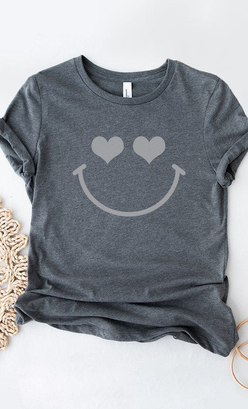 Heart Eyes Smiley Valentines Graphic Tee T-Shirt