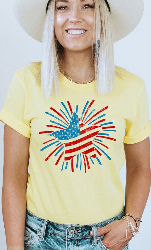 Retro Patriotic Star Graphic Tee T-Shirt