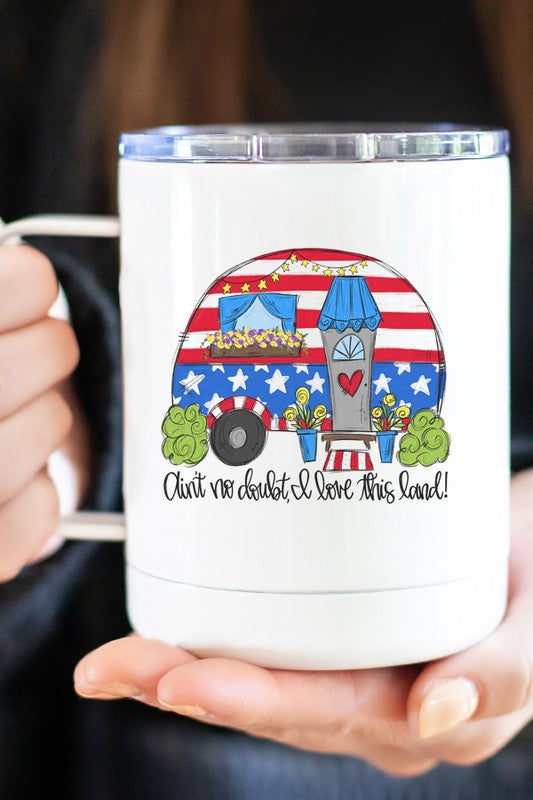 Patriotic Love this Land Camper Travel Mug