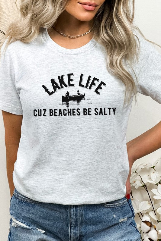 Lake Life Cuz Beaches Be Salty Rowboat Graphic Tee T-Shirt