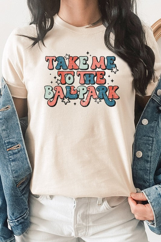 Retro Take Me To The Ballpark Baseball Graphic Tee T-Shirt