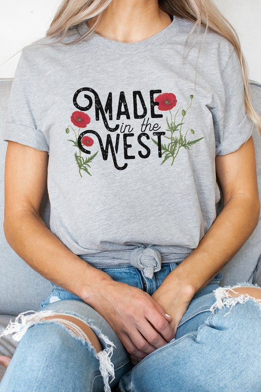 Retro Made In The West Red Flowers Graphic Tees