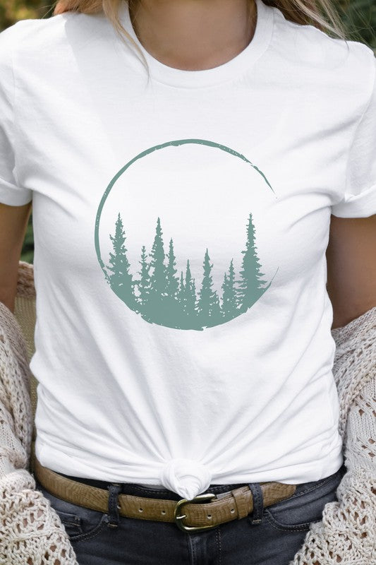 Crescent Pine Tree Forest Nature Hiker Graphic Tee