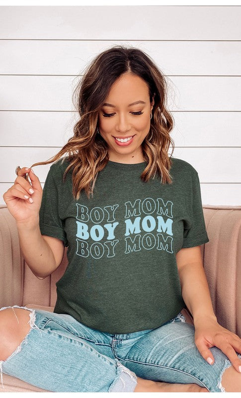 Retro Boy Mom Graphic Tee T-Shirt