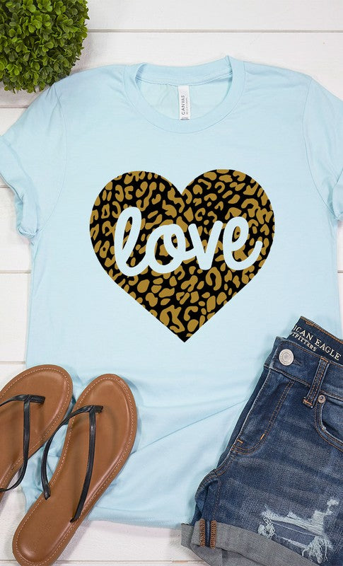 Love Leopard Heart Graphic Tee T-Shirt