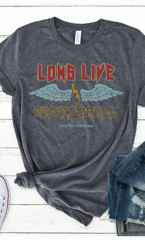 Vintage Long Live Rock and Roll Graphic Tee T-Shirt