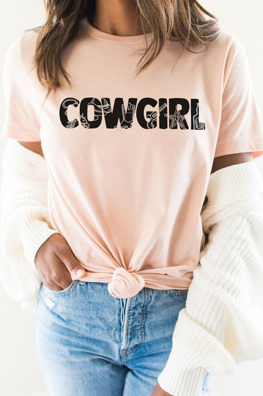 Cowgirl Horse Boots Sheriff Badge Graphic Tee