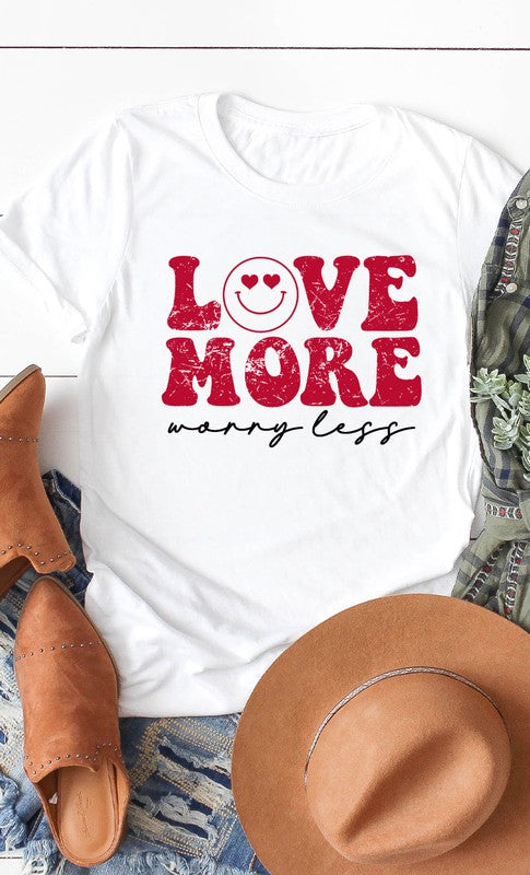 Retro Love More Worry Less Graphic Tee T-Shirt