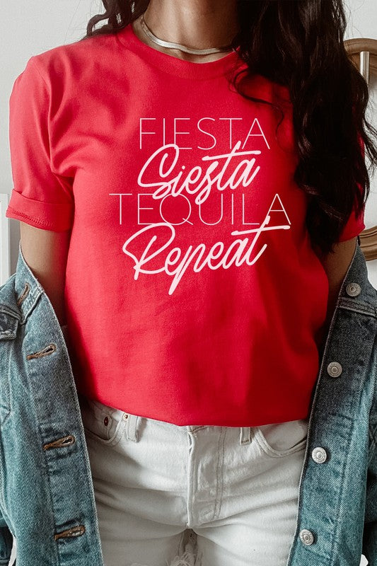 Fiesta Siesta Tequila Repeat Party Graphic Tee