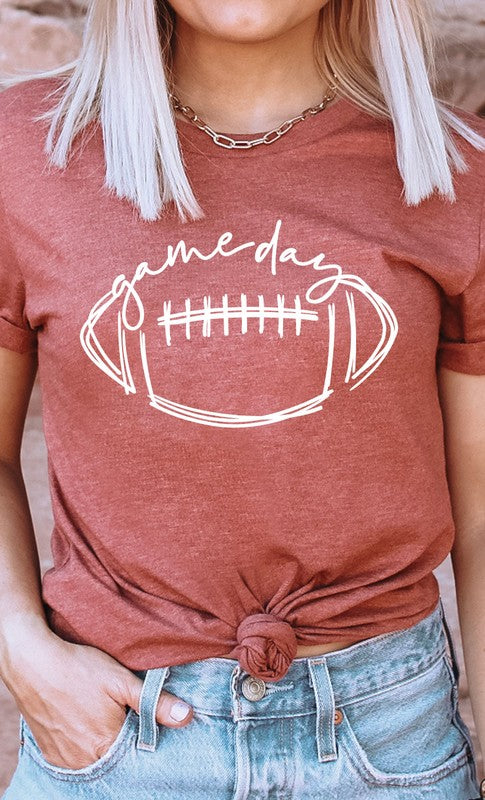 Cursive Football Game Day Graphic Tee T-Shirt PLUS