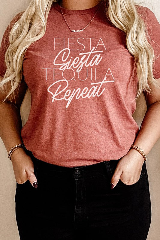 Fiesta Siesta Tequila Repeat Party Graphic Tee