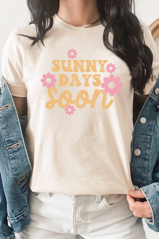 Sunny Days Soon Floral Spring Bloom Graphic Tee T-Shirt