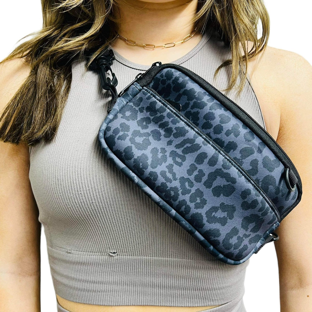 Black Leopard Cross Body Purse