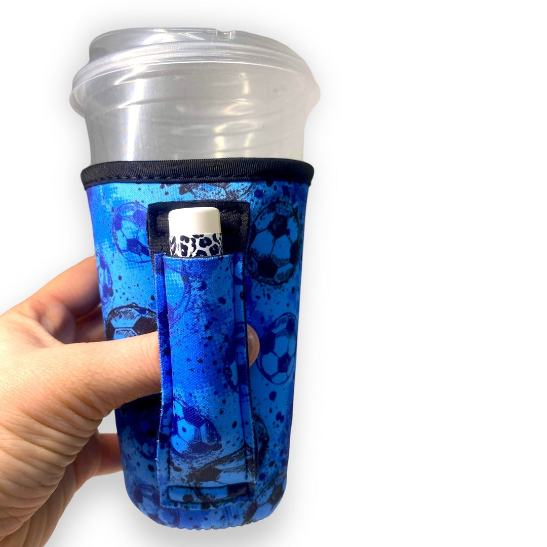 Blue Soccer 16oz PINT Glass / Medium Fountain Drinks and Hot Coffee Handlers™