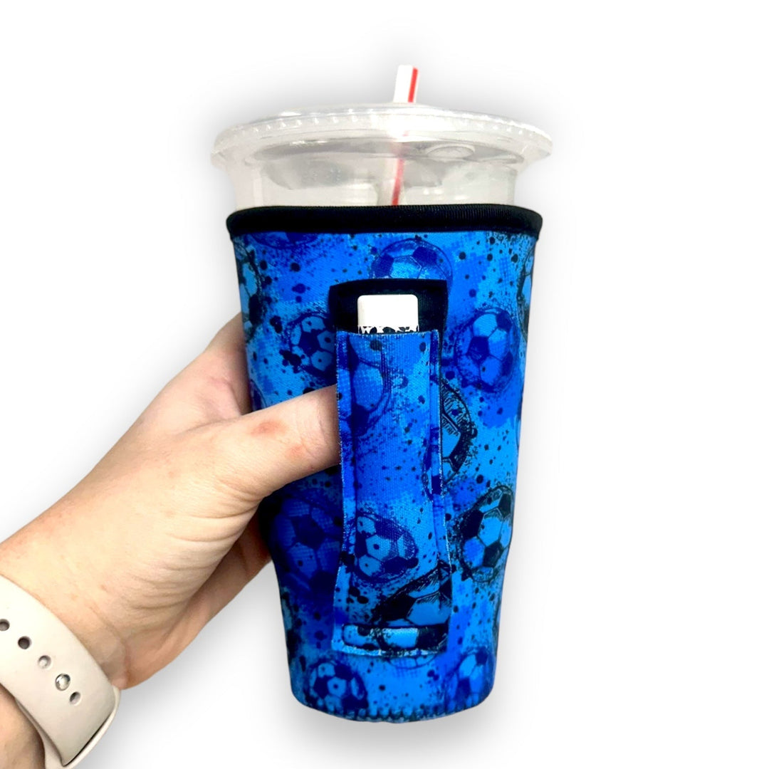 Blue Soccer 20oz Large Coffee / Tea / Tumbler Handler™