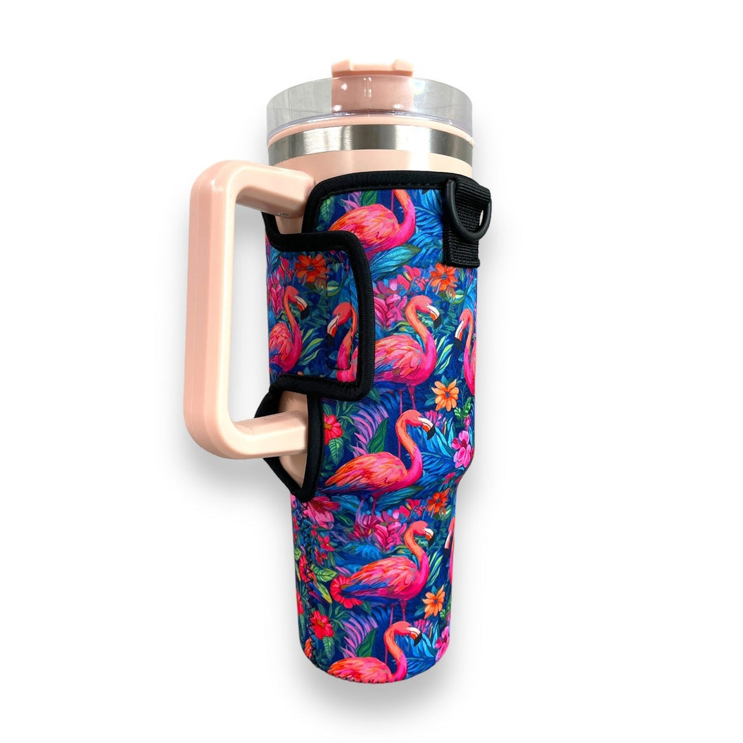 Bright Flamingo 40oz Tumbler With Handle Sleeve