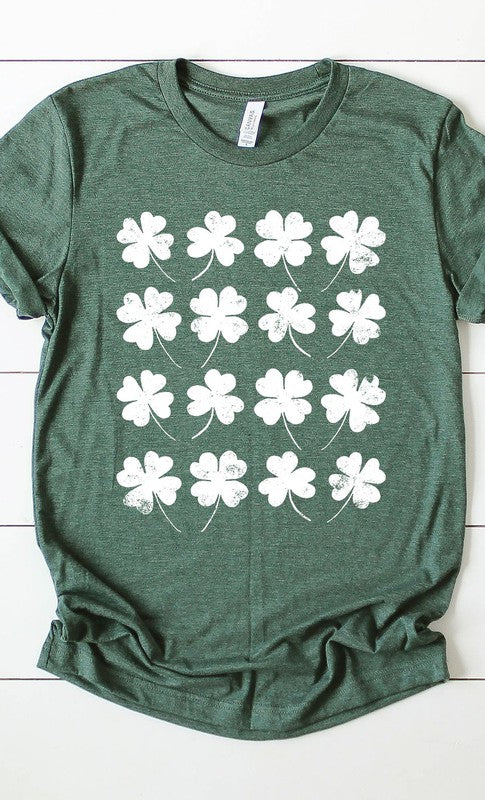 Distressed Clover Grid Graphic Tee T-Shirt PLUS