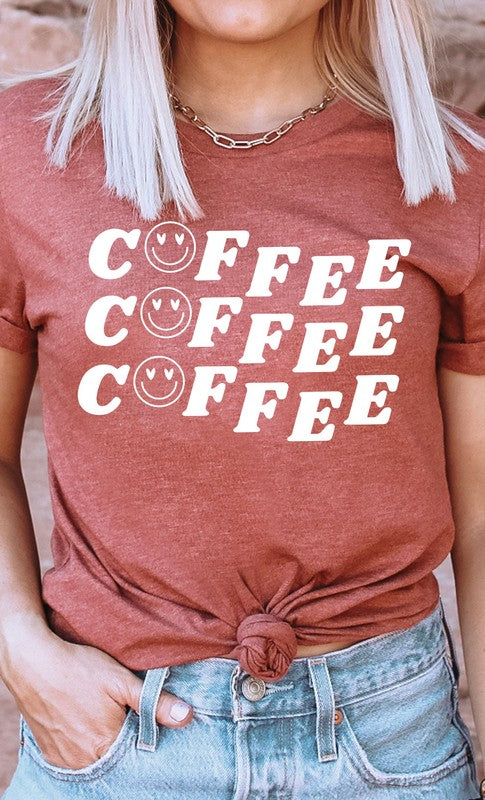 Smiley Coffee Graphic Tee T-Shirt