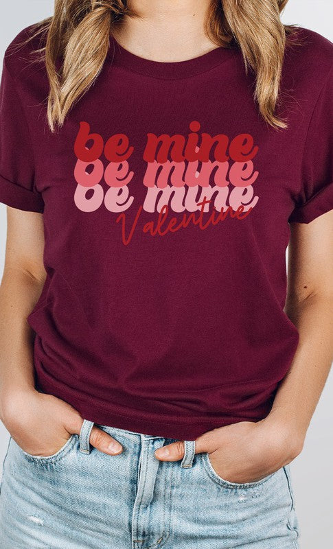 Retro Tricolor Be Mine Valentine Graphic Tee T-Shirt