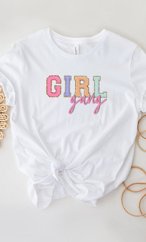 Girl Gang Faux Chenille Letters PLUS Graphic Tee T-Shirt