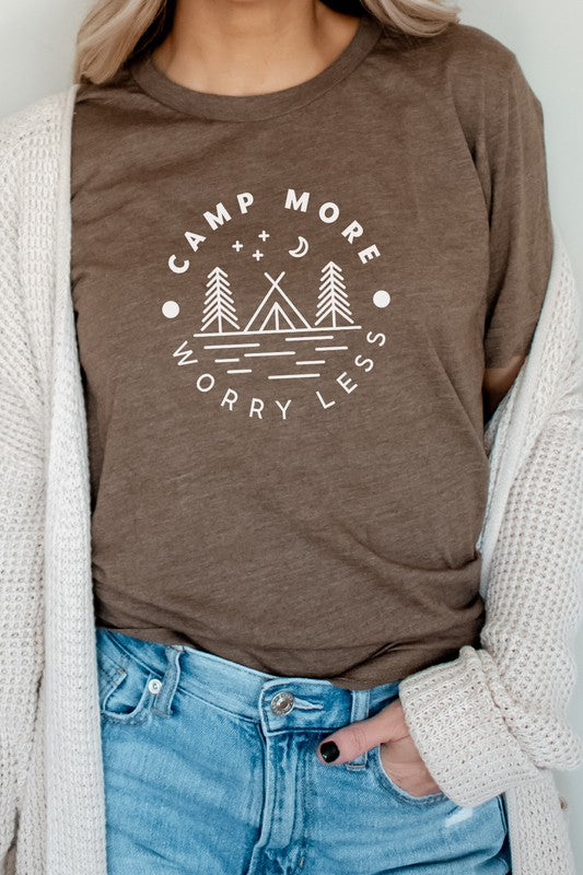 Camp More Worry Less Tent in Forest Graphic Tee T-Shirt