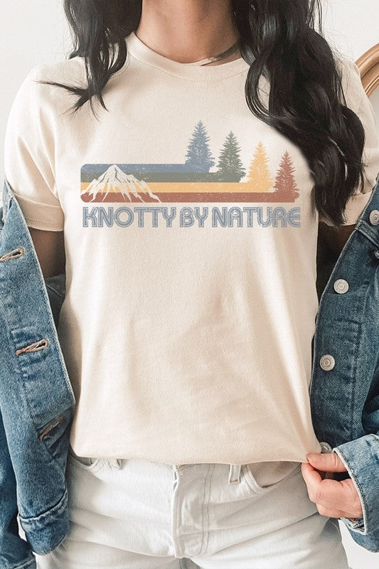 Knotty By Nature Retro Forest Mountain Graphic Tee