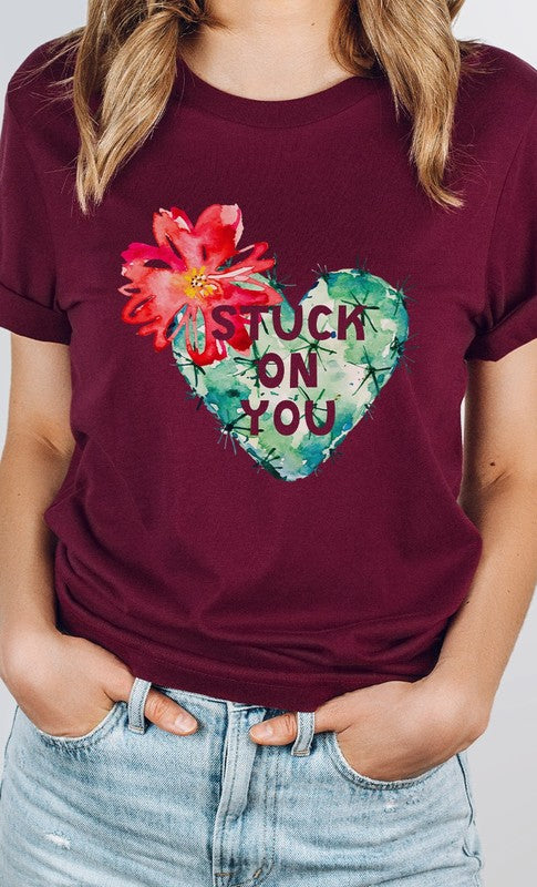 Blooming Cactus Stuck on You PLUS SIZE Graphic Tee T-Shirt