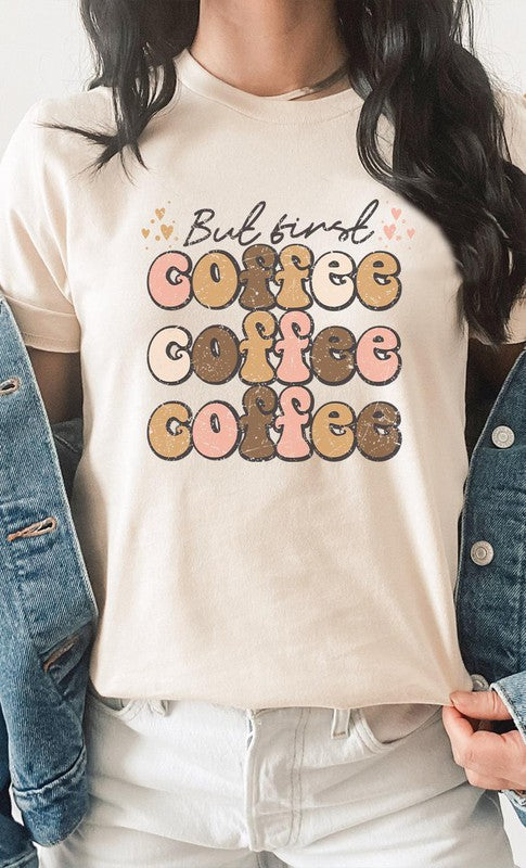 But First Coffee Hearts Detail PLUS Graphic Tee T-Shirt