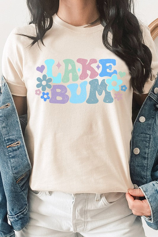 Pastel Flowers Lake Bum Summer Water Graphic Tee T-Shirt