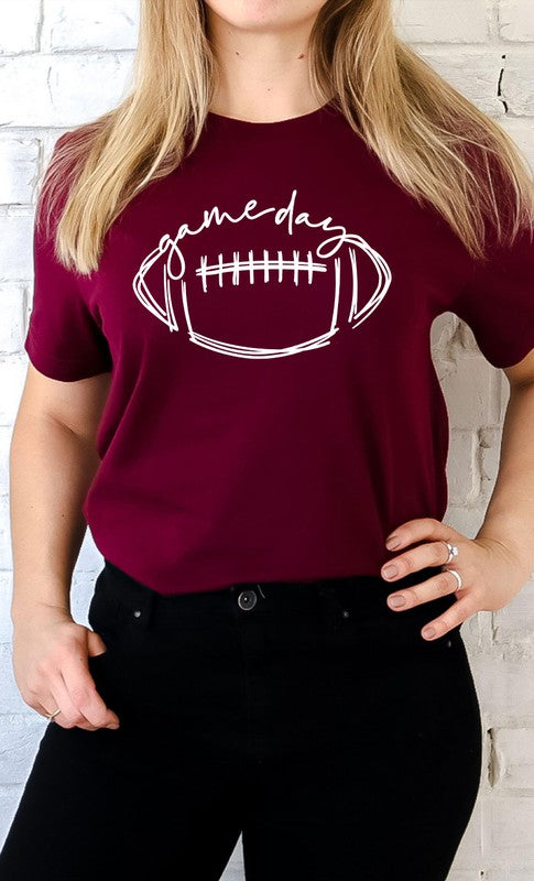 Cursive Football Game Day Graphic Tee T-Shirt