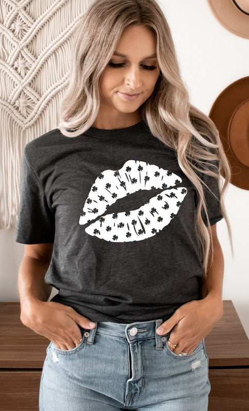 Shamrock Print Kiss PLUS SIZE Graphic Tee