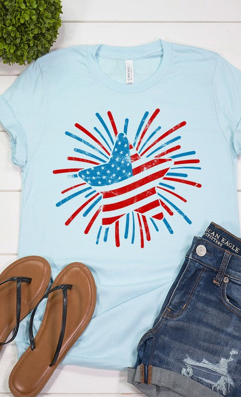 Retro Patriotic Star Graphic Tee T-Shirt