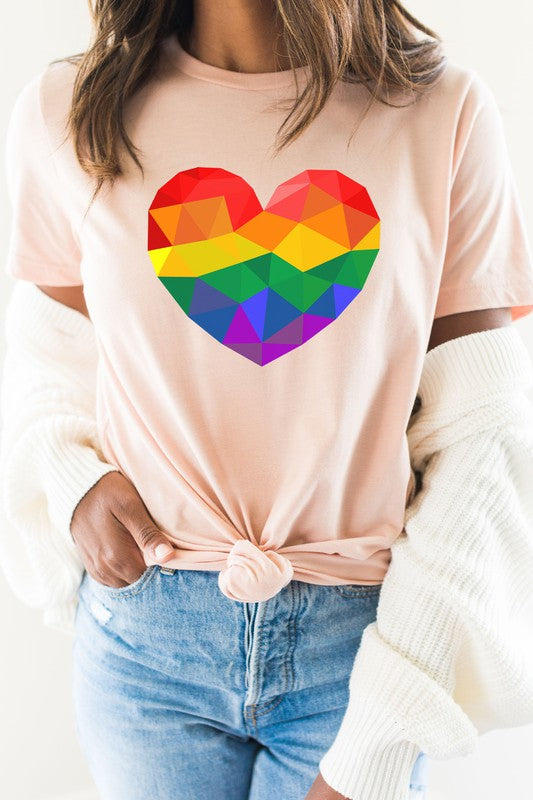 Geometric Rainbow Pride Heart LGBTQ Graphic Tee