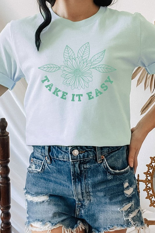 Take It Easy Boho Floral Graphic Tee T-Shirt