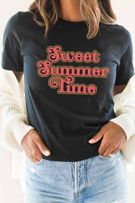 Retro Metallic Sweet Summer Time Graphic Tee T-Shirt