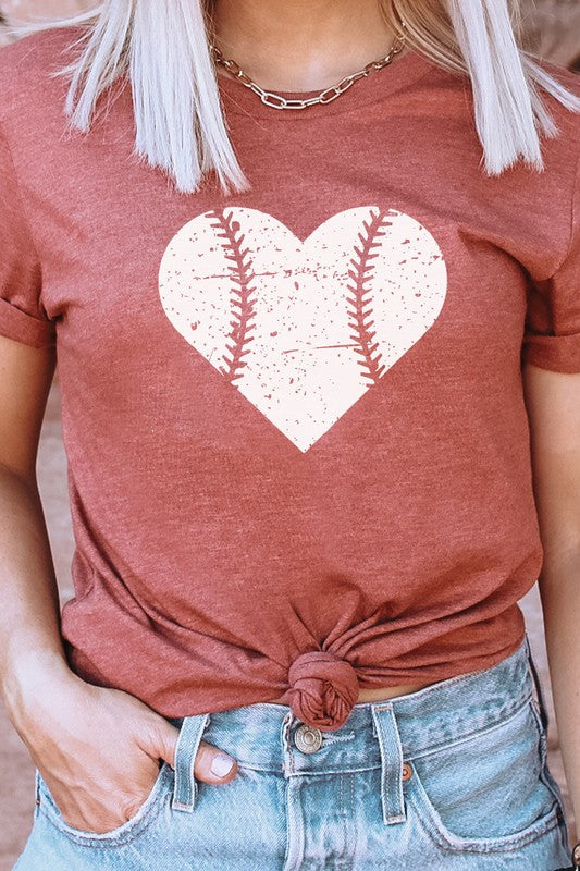 Heart Baseball Season Sports Game Graphic Tee