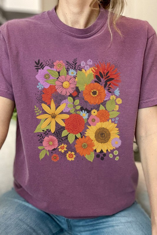 Flower Garden Spring Comfort Colors Graphic Tee T-Shirt