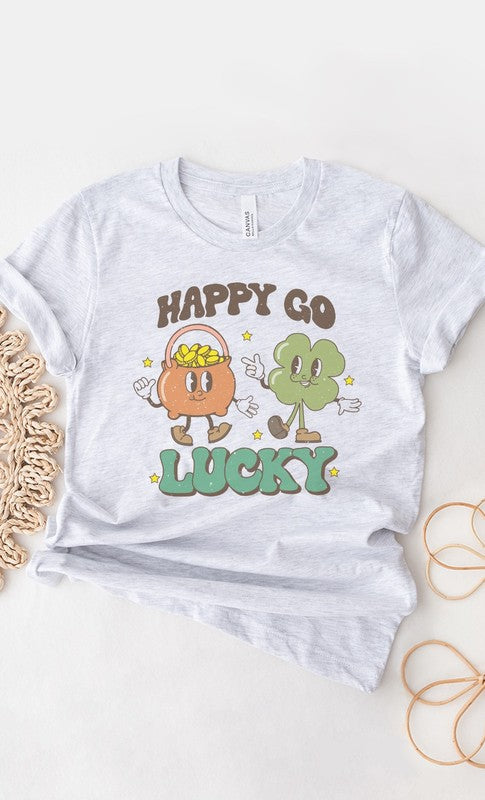 Happy Go Lucky Gold and Shamrock Graphic Tee