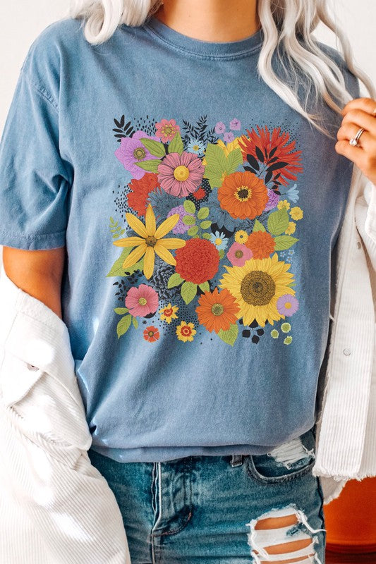 Flower Garden Spring Comfort Colors Graphic Tee T-Shirt