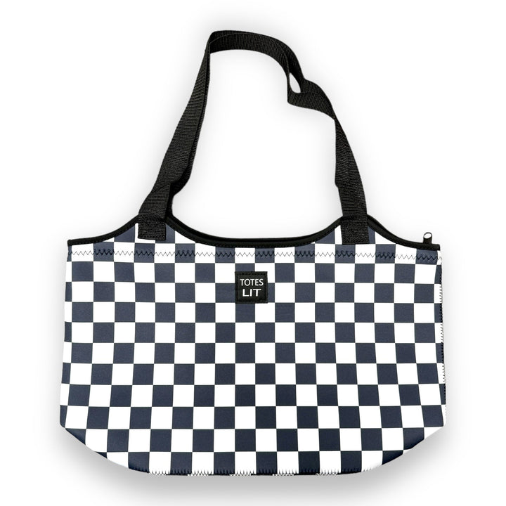 Checkerboard Print Neoprene Tote