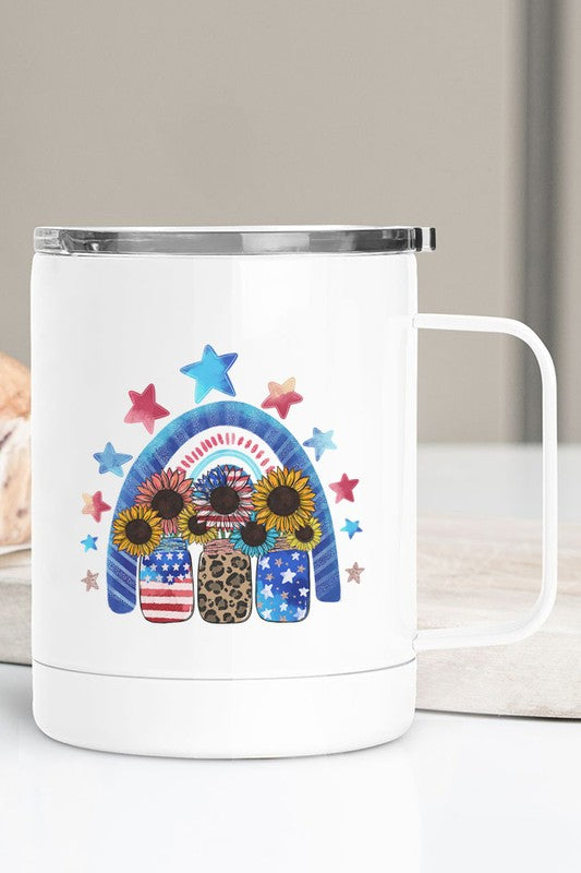 Patriotic Mason Jars Rainbow Travel Mug