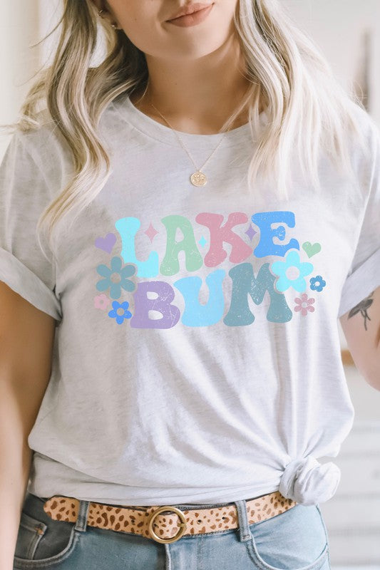 Pastel Flowers Lake Bum Summer Water Graphic Tee T-Shirt