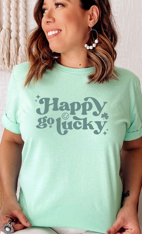 Vintage Happy Go Lucky Graphic Tee T-Shirt