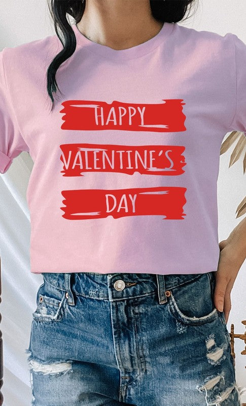 Paint Smudge Happy Valentines Day Graphic Tee T-Shirt