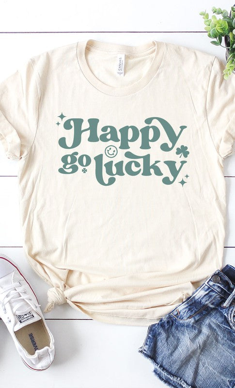 Vintage Happy Go Lucky Graphic Tee T-Shirt