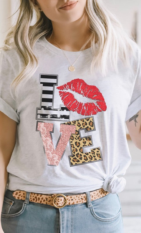 LOVE Multi Pattern Valentine PLUS SIZE Graphic Tee